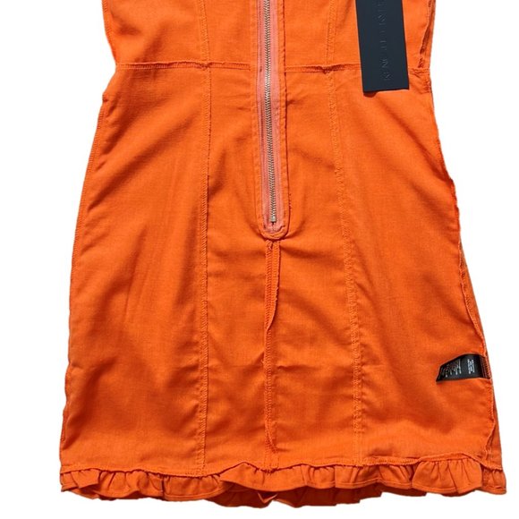 NEW KENDALL + KYLIE Linen Blend Off The Shoulder Ruffle Tangerine Dress, Sz 4-6 - Picture 9 of 15